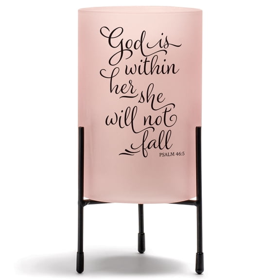 Elanze Designs She Will Not Fall Blush 8 Inch Glass Hurricane Candle Holder