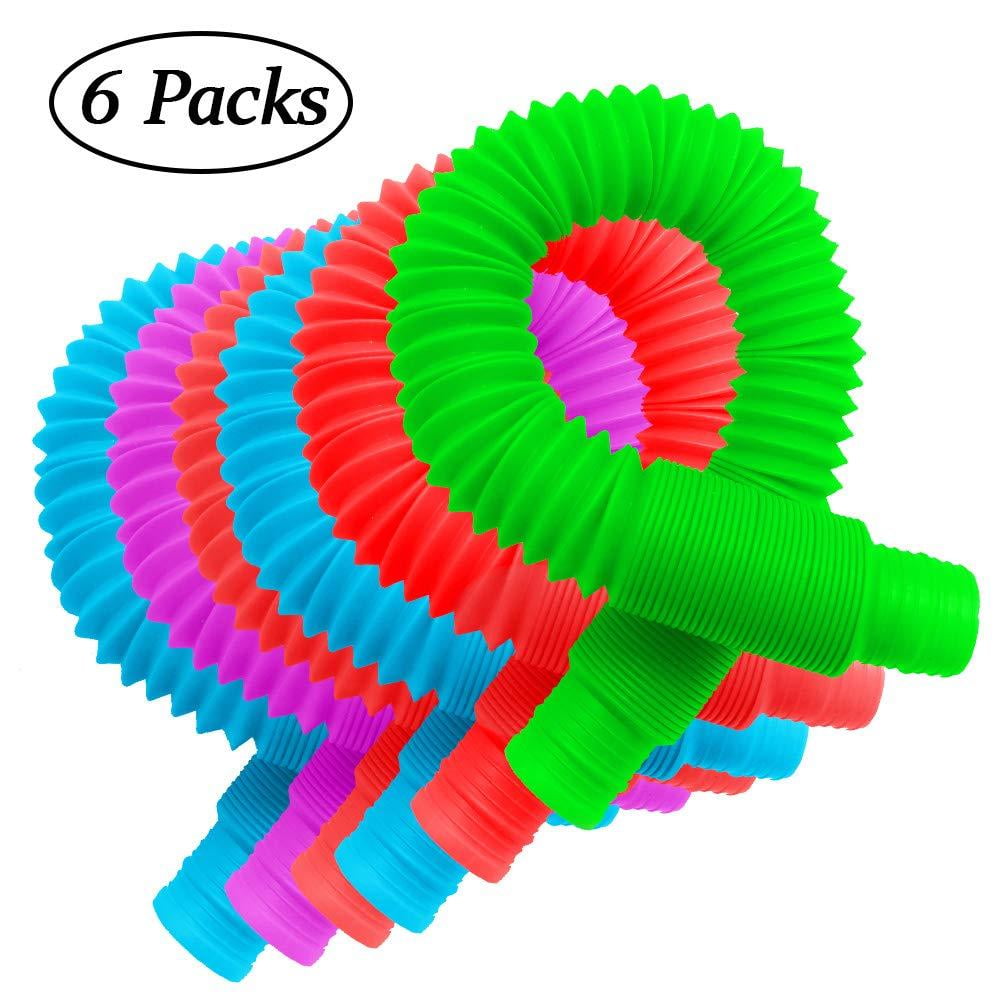 für Kinder Stress und Angst Linderung Yiran 6-Pack Pop Tubes Sensorisches Spielzeug Mehrfarben-Stretch-Rohr Sensorisches Spielzeug with Funny Pop Sounds 