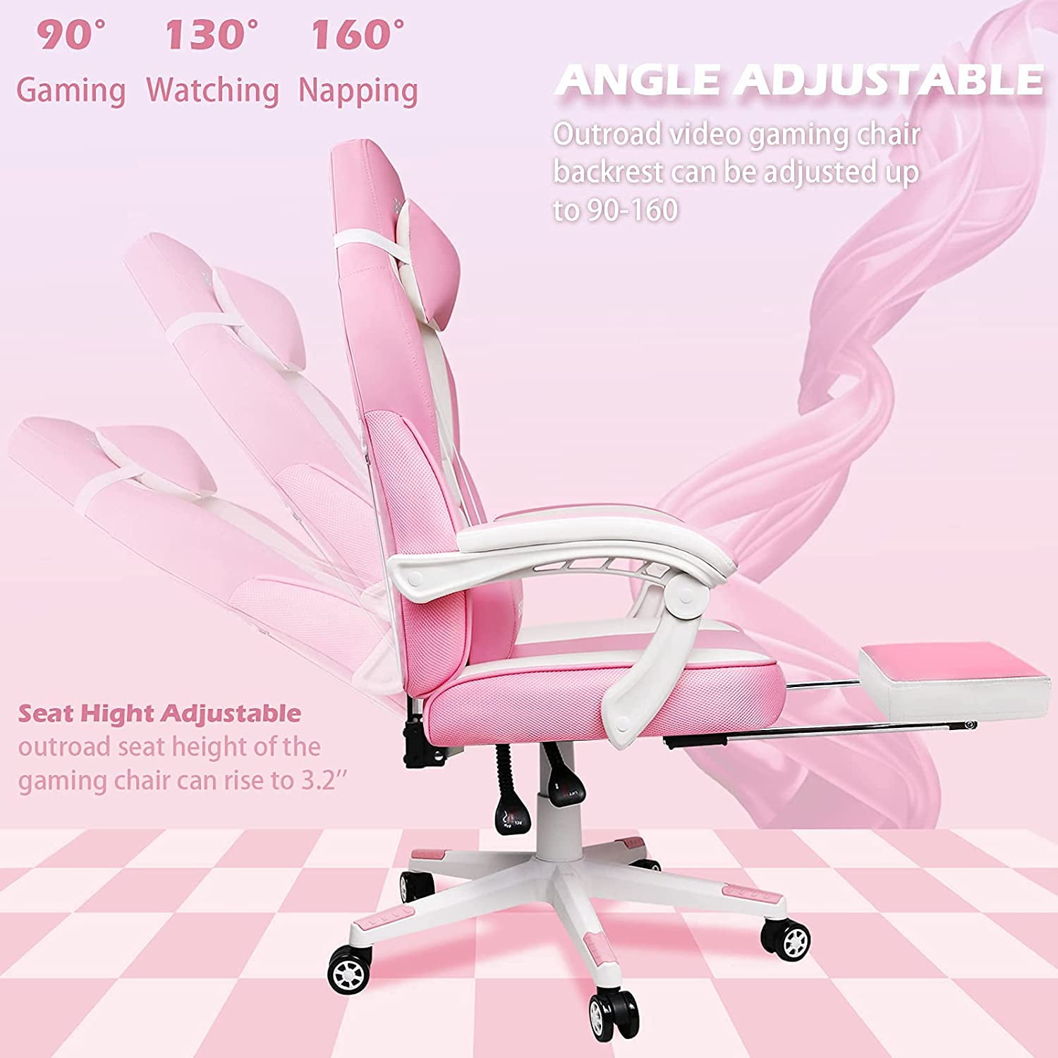Bossin Gaming Chairs with Footrest, Massage Leather Game Chair for Adults, Big and Tall Gamer Chair with Headrest and Lumbar Support