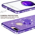 thumbnail image 5 of Apple iPhone 7/8 Plus Case, Glitter Cute Phone Case Girls Kickstand, Bling Diamond Rhinestone Bumper Ring Stand Sparkly Luxury Clear Soft Protective iPhone 7 Plus Case for Girl Women - Purple, 5 of 5