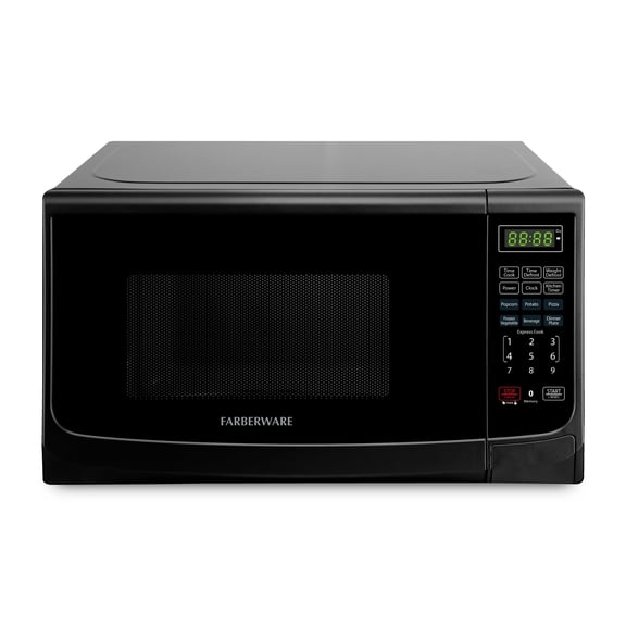 Farberware Countertop Microwave Oven with LED Lighting & Child Lock, 0.9 Cu Ft Black