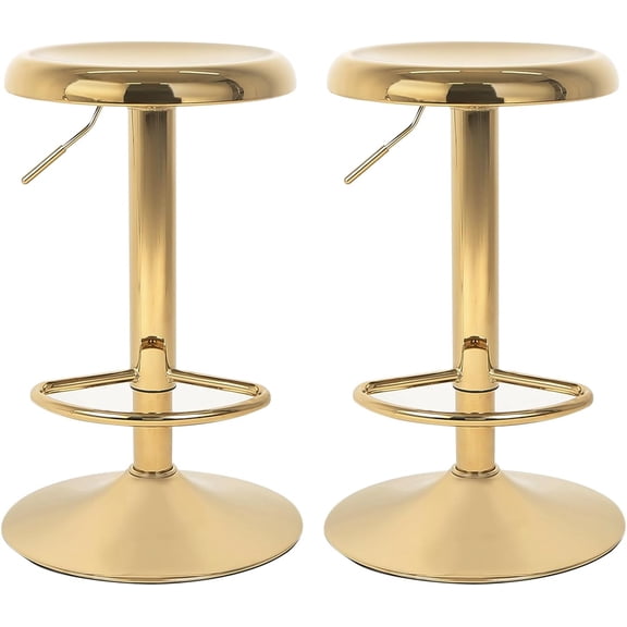 Modern Gold Bar Stools – Adjustable Swivel Backless Counter Height Stools for Kitchen Island or Home Bar (2)
