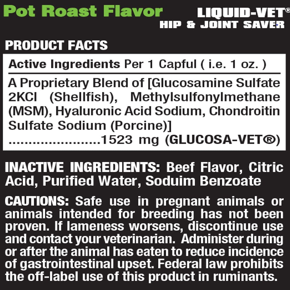 Liquid-Vet Hip & Joint Saver Supplement for Dogs with Glucosamine, Pot Roast, 16 oz.