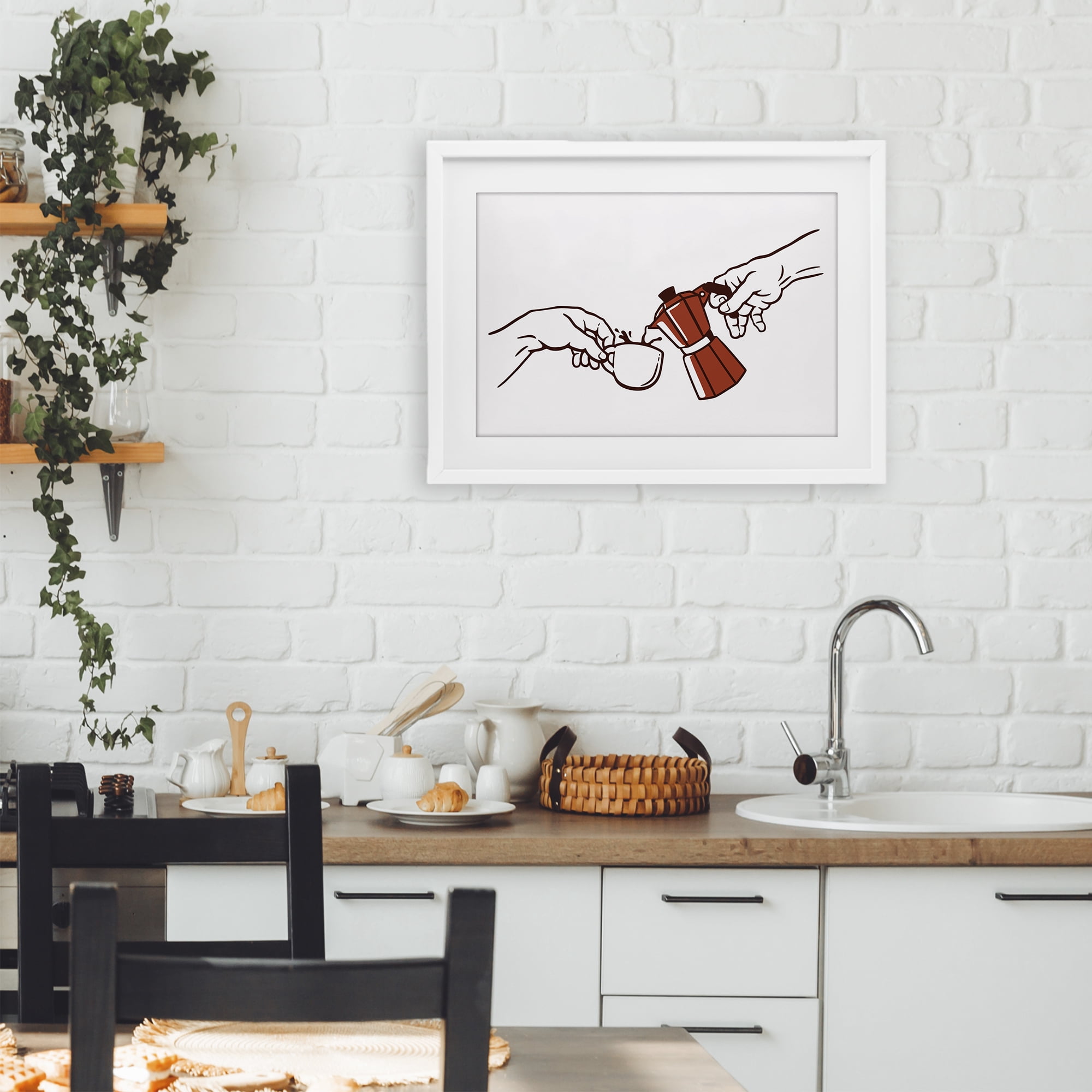 Stupell Industries Creation Of Coffee Classic Parody White Framed Print Under Glass, design by Tobe Fonseca