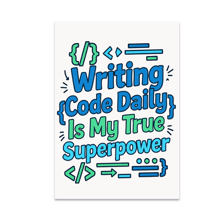 Writing Code Daily Is My True Superpower - Tech Enthusiast - 13x19 Poster Print