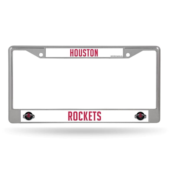 Houston Basketball Rockets - 12" x 6" Standard Size - Chrome Metal License Plate Frame