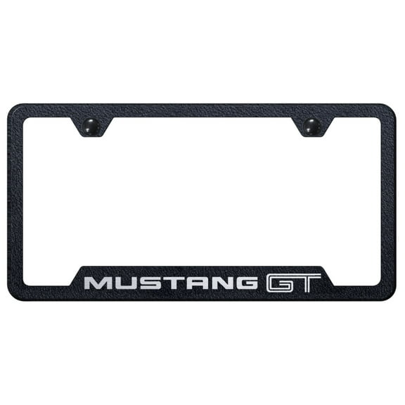 Ford Mustang GT Laser Etched Logo Cut-Out License Plate Frame (Rugged Black)