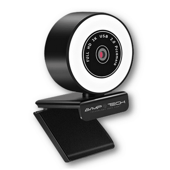 A.V.M.P. TECH 2K Webcam with Microphone and Ring Light 1440P & 1080P, Plug and Play Web Camera, Adjustable Brightness, Streaming for PC Desktop Laptop MAC, Gaming Skype Zoom YouTube