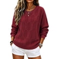 thumbnail image 2 of Xdegoge Womens Cable Knit Sweaters Crew Neck Long Sleeve Pullover Casual Relaxed Fit Cozy Fall Winter Warm Vintage Chunky Jumper Tops Everyday Fashion Knitwear, 2 of 8