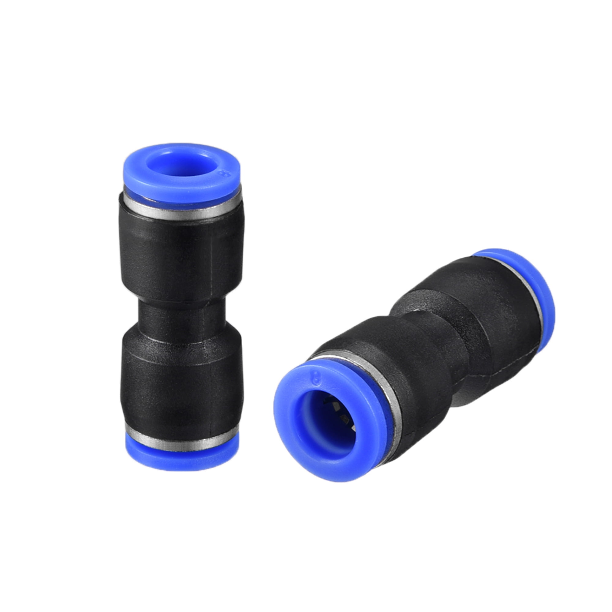 uxcell Plastic Straight Union Push to Connect Tube Fitting 8mm OD Push Fit Lock Blue 3pcs 