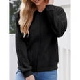 thumbnail image 4 of Women's Zip Up Cardigan Sweater Cable Outerwear Long Sleeve Casual Jacket Collar Outfits Trendy Sweatshirt Coat, Black, S, 4 of 8