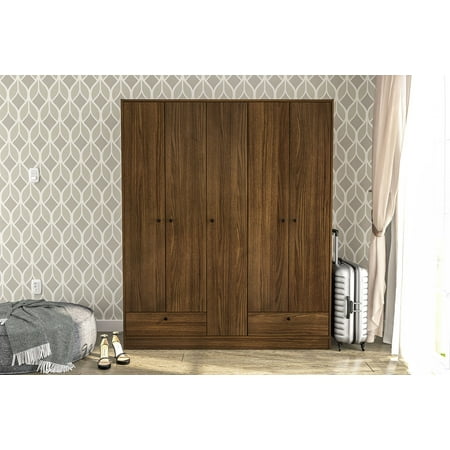 Polifurniture Denmark 5 Door Bedroom Armoire with Drawers, Dark Brown