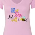 thumbnail image 4 of Inktastic He or She What Will It Be? Women's V-Neck T-Shirt, 4 of 5