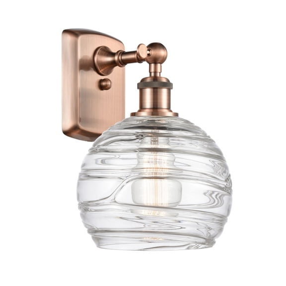 Innovations 516-1W-AC-G1213-8-LED Deco Swirl 1 Light Sconce part of the Ballston Collection, Antique Copper