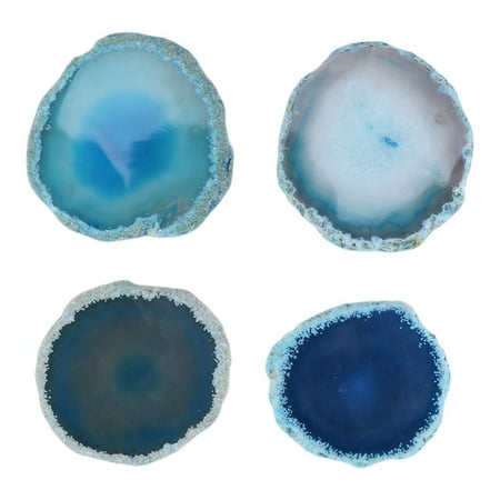 

Natural tablets 4Pcs Blue Coaster Teacup Tray Decorative Design Stone Coaster Gold Edges Home Decor Gemstone Coaster