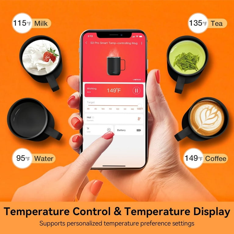Pro Temperature Control Smart Mug with Lid, Coffee Mug Warmer with Mug for  Desk Home Office, App Controlled Heated Coffee Cup, S - AliExpress
