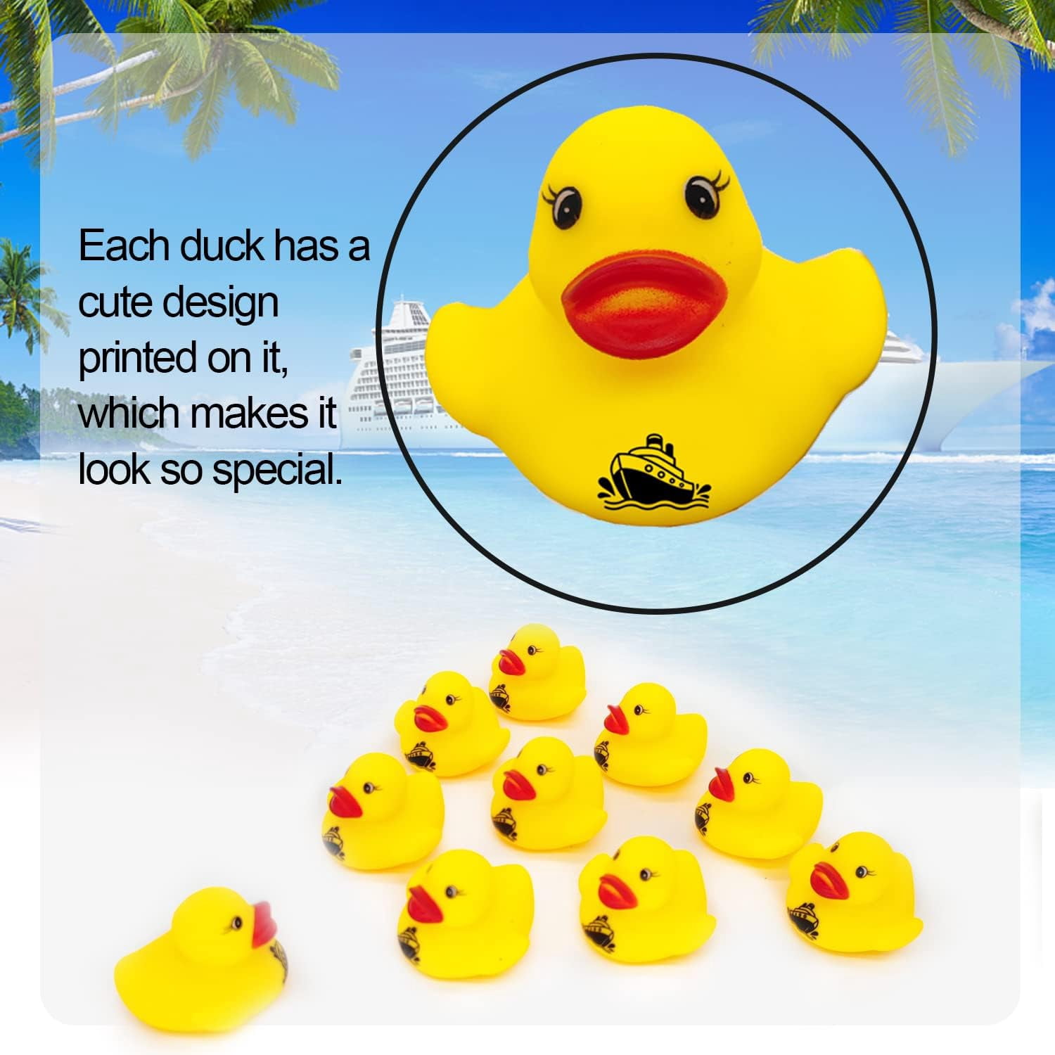 Cruising Rubber Ducks for Cruising, Ducking Games Card, 20 Rubber Ducks, 20 Duck Tags, 20 RubberBands, 3 x 4.7 Inch, Suitcase Shape Design Duck Tags