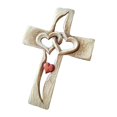 thumbnail image 2 of 2x Cruz de pared de acrílico taldo con corazones entrezados huecos Colección de pared de crucifijo pareja para el Valentín perfecl Cruz de madera, 2 of 8