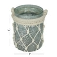 thumbnail image 3 of DecMode Teal Glass Decorative Candle Lantern with Rope Handle, 3 of 9