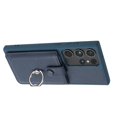thumbnail image 5 of Compatible with Samsung Galaxy S21 Ultra Wallet Phone Case,360°Rotation Finger Ring Holder Kickstand,with Card Holder,Lychee Pattern PU Leather Durable Shockproof Rugged Phone Case,Blue, 5 of 12