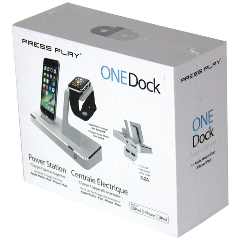 Press Play Apple Watch iPad iPhone iPod OneDock Powerstation with Lightning Dock