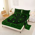 thumbnail image 2 of Manfei Spooky Halloween Bed Sheets,Green Spider Web Print Full Size Sheets,4pcs,1 Flat Sheet, 1 Fitted Sheet and 2 Pillowcases, 2 of 6