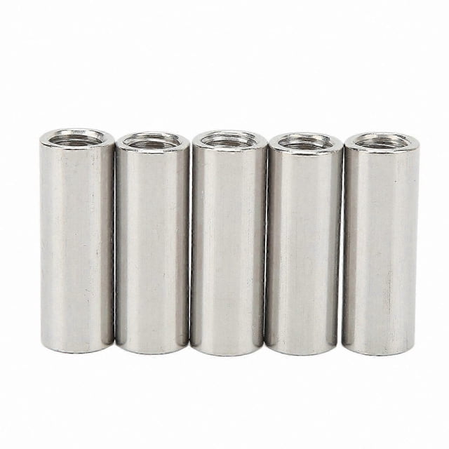 5 Pieces M12 Stainless Steel Round Coupling Nut Female Thread Rod Connector Fastener Hardware