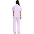 thumbnail image 6 of EA'S SECRET Womens 100% Cotton Pajamas Set Short Sleeve & Long Pants Pjs Set Button Down Sleepwear with Pockets(Light Purple,XL), 6 of 9