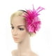 thumbnail image 5 of Lady Feather Hair Clips Flower Veil Hat Hairband Hairpiece Wedding Party Costume Rosa roja Zulema Mujer Dama Hairband, 5 of 8