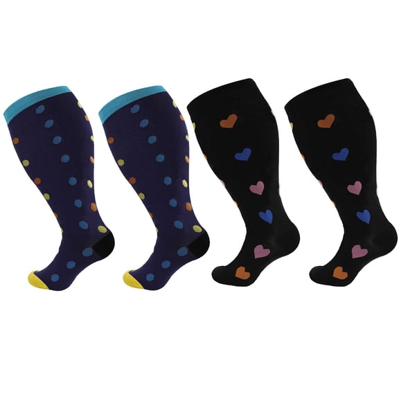 CAIXIA Plus Size Compression Socks Wide Calf -20-30 mmHg Compression Socks for Women Wide Calf,Pink