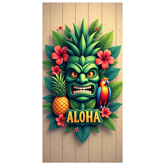 Decorative Design Hawaiian Theme Tiki Mask Summer Party Banner for Beach Party Luau Tropical Celebration