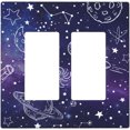 thumbnail image 1 of NICKSUN Galaxy Space Purple Combination Wall Plate, 2 Gang 2 Rocker Outlet Cover Decorative Switch Plate for Office Home Decor, 4.5 x 4.5 Inch, 1 of 7