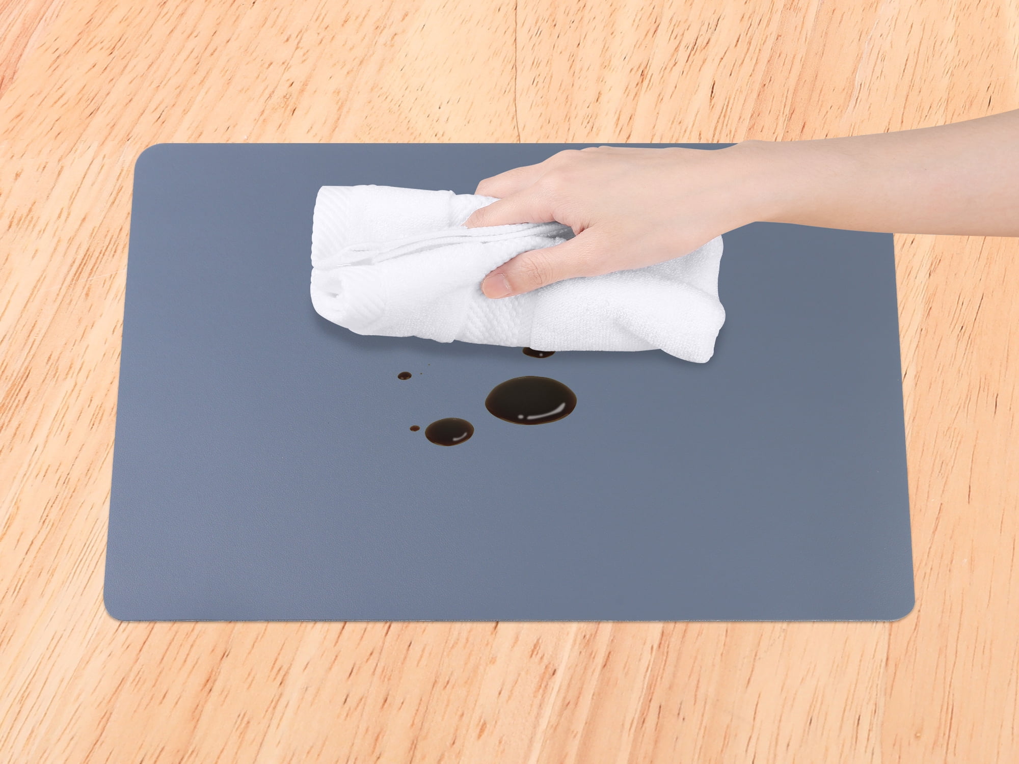Unique Bargains 6 Pack Faux Leather Placemats for Kitchen Dining Table Decor Dark Gray