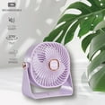 thumbnail image 3 of Aiwa 4" Desk Fan, USB-C Rechargeable Mini Fan with 3 Speeds and 270-Degree Rotation, Violet, 3 of 5