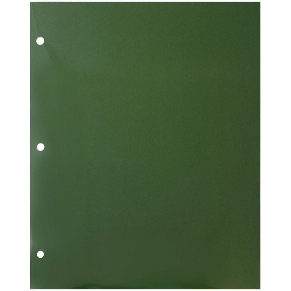 JAM Paper Glossy 3 Hole Punch Folders, Green, 25/Pack