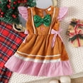 thumbnail image 6 of Jamsmile Toddler Girls Christmas Dress Striped Print Ruffles Sleeveless Dresses Bow Party Gown Kids Girls Holiday Pageant Dress, 6 of 8