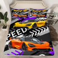 thumbnail image 2 of Homewish Extreme Sports Game Full Size Sheets,Speed Race Car Bed Sheets,Purple Orange Yellow Sheet Sets For Boys Kids,Microfiber Bedroom Decor,4-Piece, 2 of 7