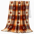 thumbnail image 2 of Autumn Harvest Maple Leaf Plaid Pattern, Festive autumn celebration Scene, Warm Flannel Blanket for Living Room and Family Room, Art Lovers autumn celebration Gift, Festive Home Decor, 2 of 9