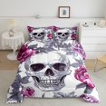 thumbnail image 2 of Erosebridal Halloween Skull Bedding Twin Comforter Set,Gothic Flower Down Comforter,Floral Decor,Reversible,Lightweight,2-Piece, 2 of 7