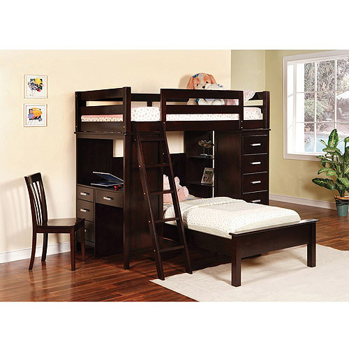 Coaster TwinOverTwin Bunk Bed with Workstation, Cappuccino Walmart