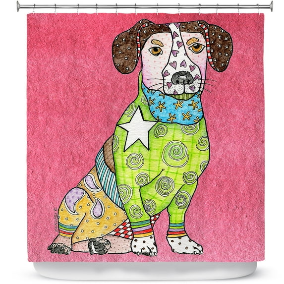 Shower Curtains 70" x 73" from DiaNoche Designs by Marley Ungaro - Jack Russell Pink