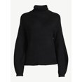 thumbnail image 3 of Scoop Women's Ribbed Oversized Turtleneck Sweater with Long Sleeves, Sizes XS-XXL, 3 of 5