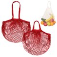 thumbnail image 1 of Uxcell 2-Pack Bolsa de Malla de Algodón, Bolsas de Compras Reutilizables Lavables [Rojo, Asa Larga y Corta], 1 of 1