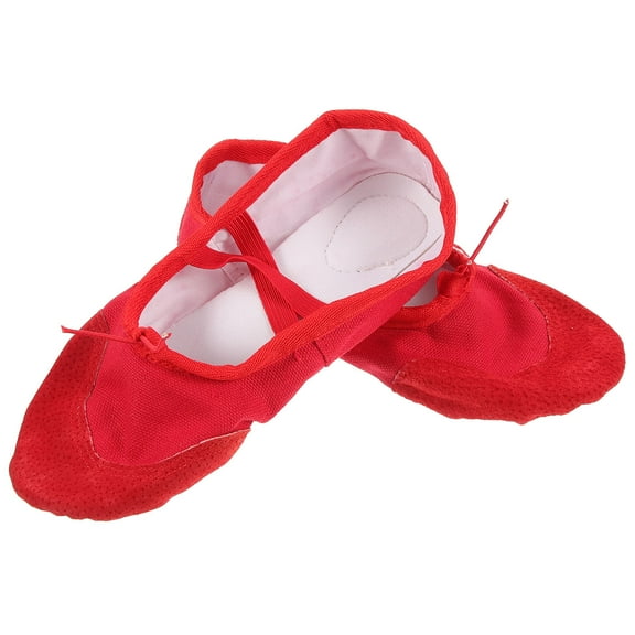 Hytrove 1 Pair Ballet Dance Shoes for Girls Red Pu Protect Feet Jazz Dance