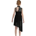 thumbnail image 4 of Doomiva Kids Girls Lyrical Dance Dress Floral Lace Contemporary Dance Dress Sleeveless Ballet Leotard High Low Skirt Black 12, 4 of 5