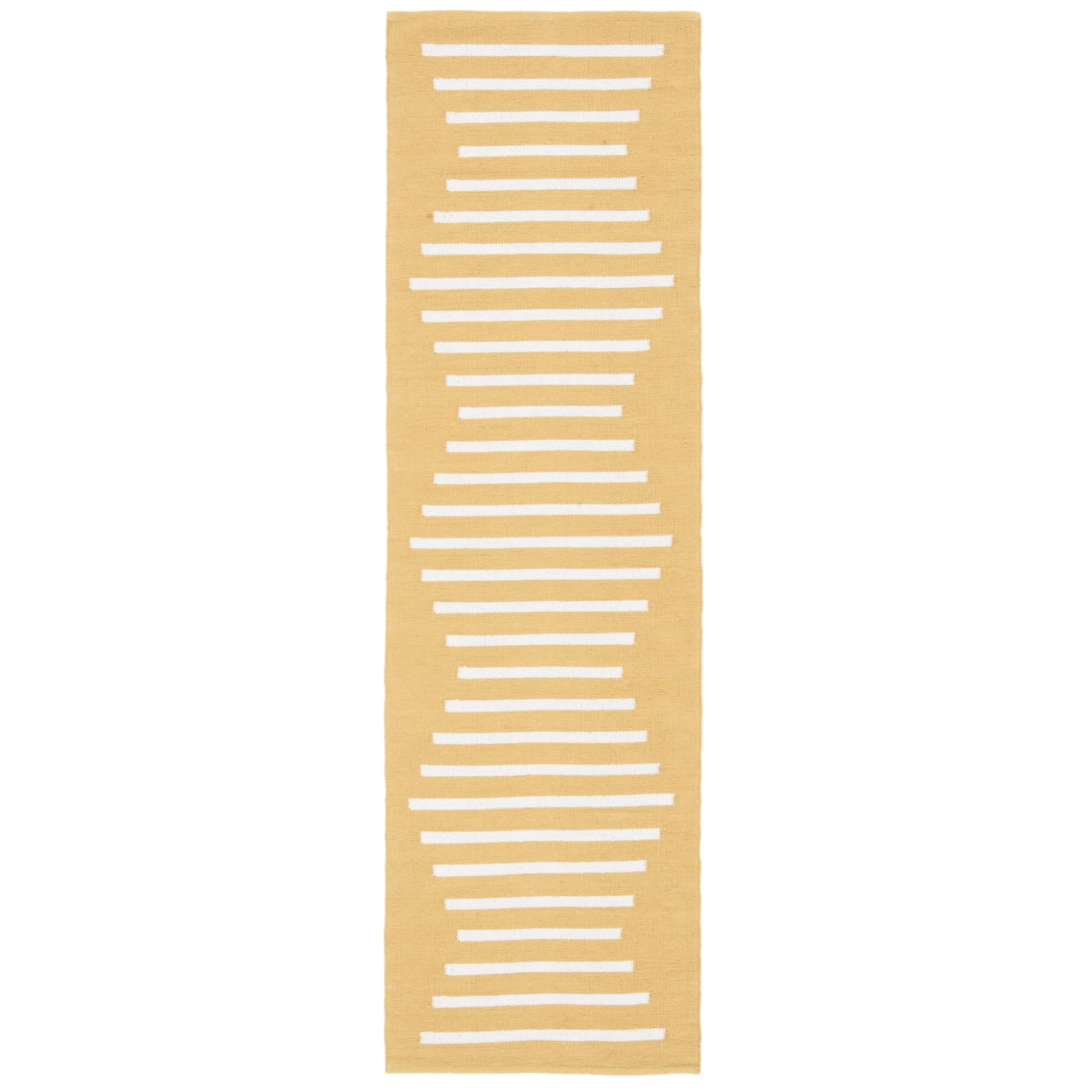 SAFAVIEH Montauk Amadine Striped Cotton Area Rug, Gold/Ivory, 6' x 6' Square