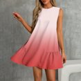 thumbnail image 7 of Tnhcen Women's Casual Sleeveless Ombre Printed Summer Dress, Side Ruffles Round Neck Stretchy Fabric, Plus Size S-2XL Lightweight Casual Day Dress, 7 of 7