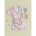 thumbnail image 3 of Satin Pajama Set for Kid Baby Girl Boy Button-up Tops Shorts Sleepwear Nightwear Loungewear Outfits, 3 of 9