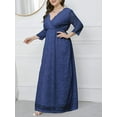 thumbnail image 5 of Eternatastic Womens Maxi Dresses Floral Lace 2/3 Sleeves Party Long Dress 5XL Deep Blue, 5 of 6