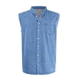 thumbnail image 6 of Nestiefly Mens Sleeveless Shirts Summer Distressed Washed Tank Tops Henley Button Up V Neck Shirts Vintage Solid Tee Top Blue M, 6 of 6